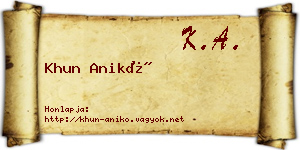 Khun Anikó névjegykártya